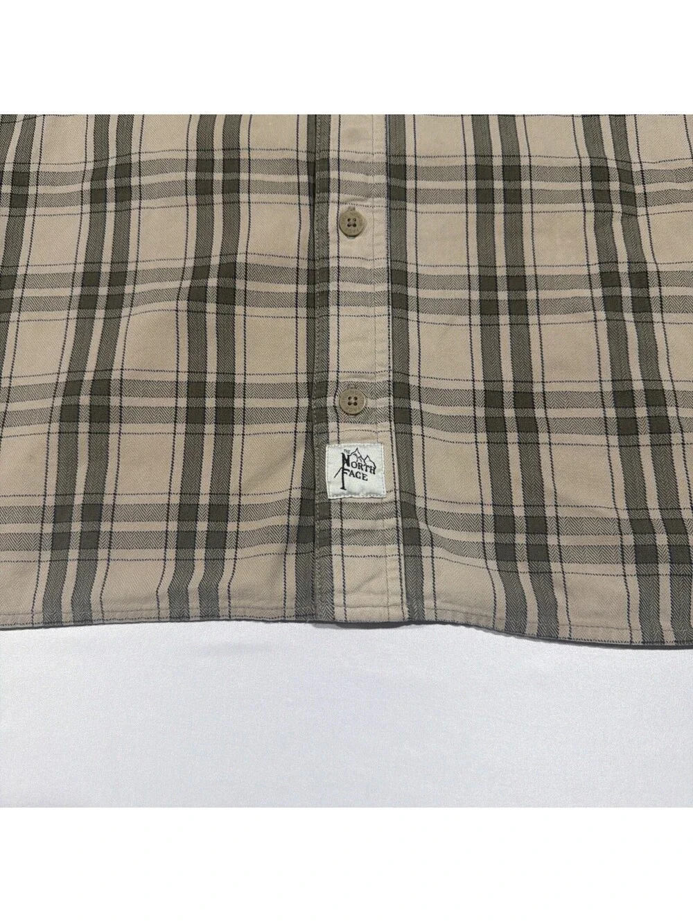 VTG Y2KThe North Face Plaid Flannel Button Shirt L.S. Hiking Brown/ Green Mens L